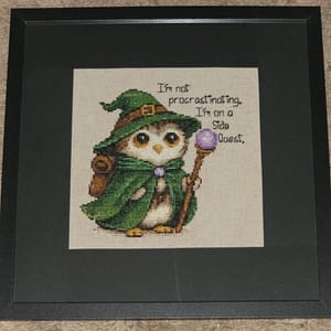 cross stitch pattern completed and framed