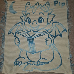 Pip the Baby Book Dragon finished afghan