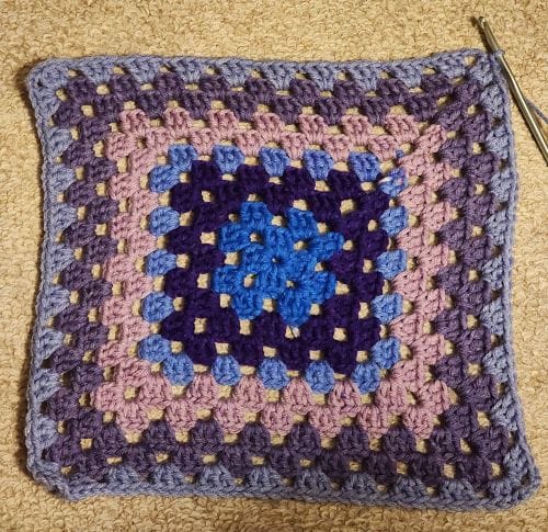 Completed Granny Square using Yarnspirations All in One Granny Square Grande Grandiose Yarn