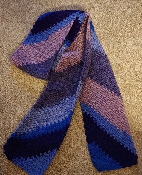 Example of optional use for Yarnspirations yarn - completed scarf