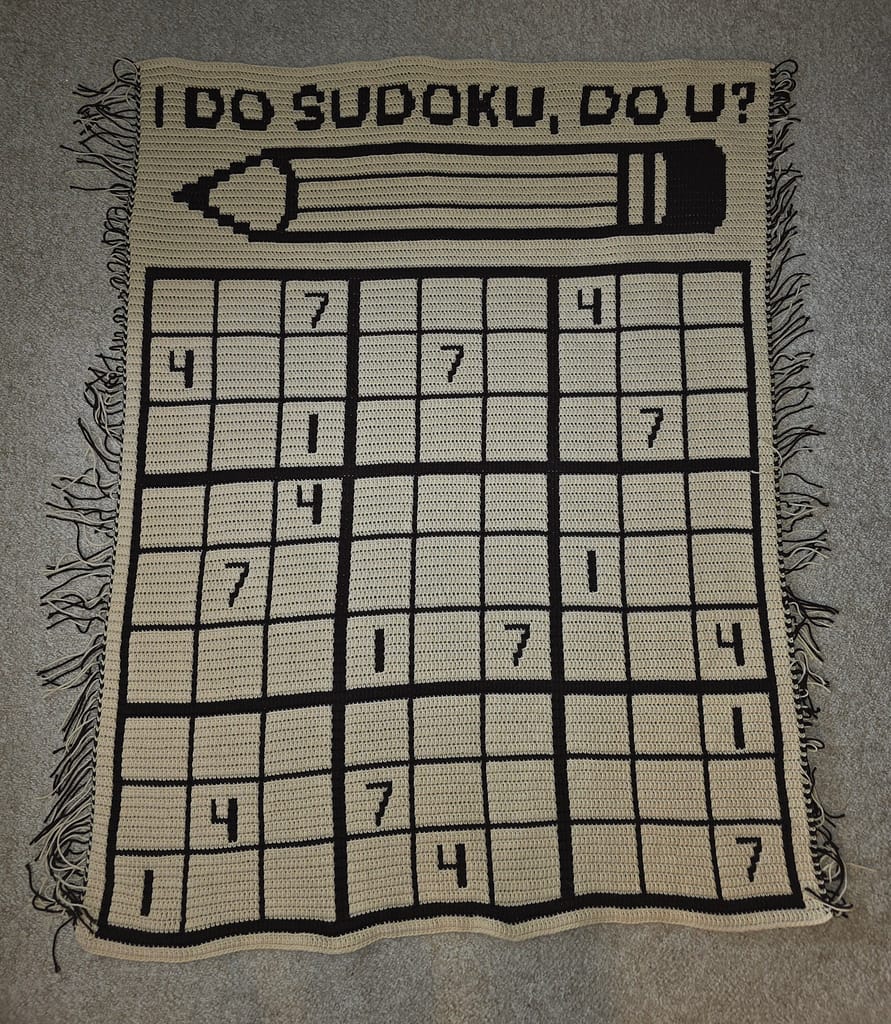 My original sudoku mosaic overlay afghan design